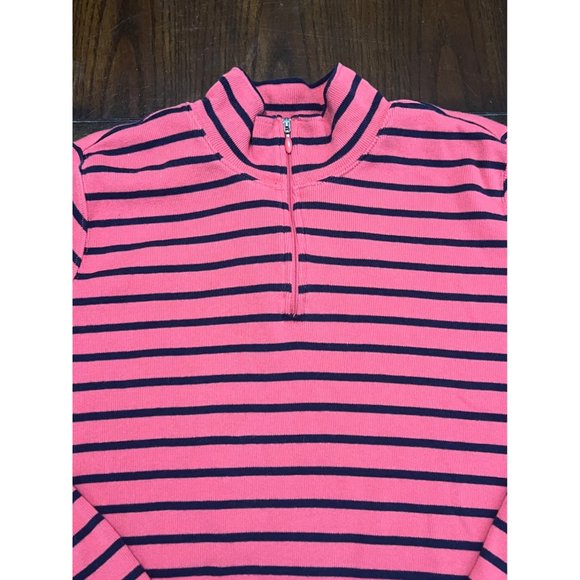 L.L.Bean Pink And Navy Blue Long Sleeve Quarter Zip Pullover Sweater 2X - Picture 2 of 6